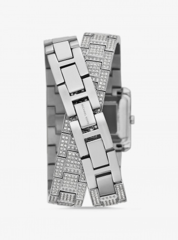 Michael Kors Petite Emery Pavé Silver-Tone Double Wrap Watch