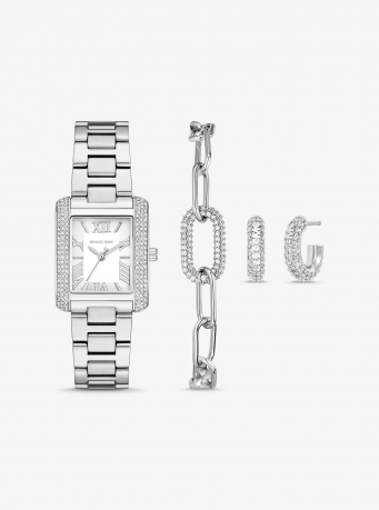 Michael Kors Petite Emery Silver-Tone Watch and Jewelry Gift Set