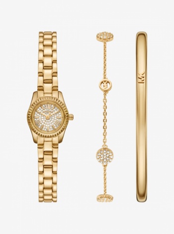 Michael Kors Petite Lexington Pavé Gold-Tone Watch and Jewelry Gift Set