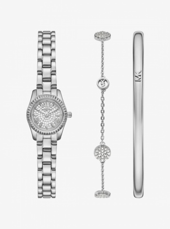 Michael Kors Petite Lexington Pavé Silver-Tone Watch and Jewelry Gift Set