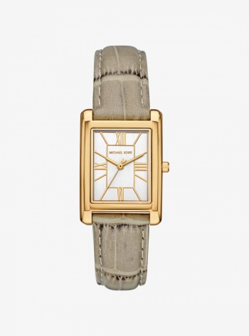 Michael Kors Essex Gold-Tone and Crocodile Embossed Leather Watch