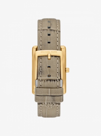 Michael Kors Essex Gold-Tone and Crocodile Embossed Leather Watch
