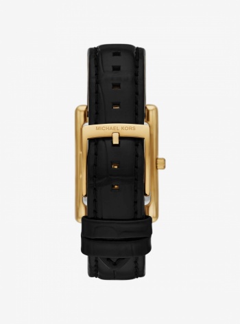 Michael Kors Essex Gold-Tone and Crocodile Embossed Leather Watch