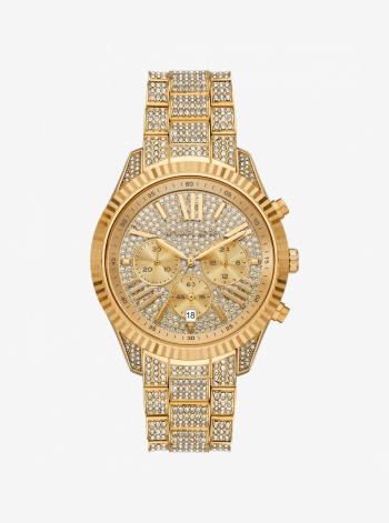 Michael Kors Oversized Lexington Pavé Gold-Tone Watch