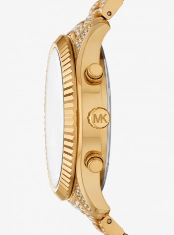 Michael Kors Oversized Lexington Pavé Gold-Tone Watch