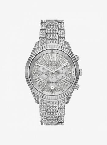 Michael Kors Oversized Lexington Pavé Silver-Tone Watch