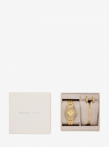 Michael Kors Mini Harlowe Pavé Gold-Tone Watch and Jewelry Set