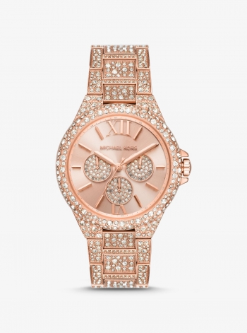 Michael Kors Oversized Camille Pavé Rose Gold-Tone Watch