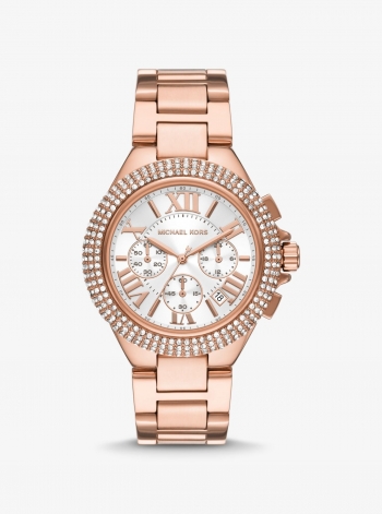 Michael Kors Oversized Camille Pavé Rose Gold-Tone Watch