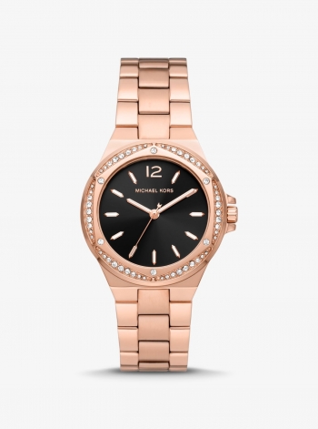 Michael Kors Lennox Pavé Rose Gold-Tone Watch