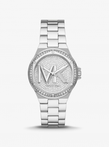 Michael Kors Lennox Pavé Logo Silver-Tone Watch