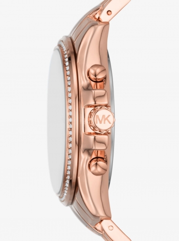 Michael Kors Oversized Pilot Pavé Rose Gold-Tone Watch