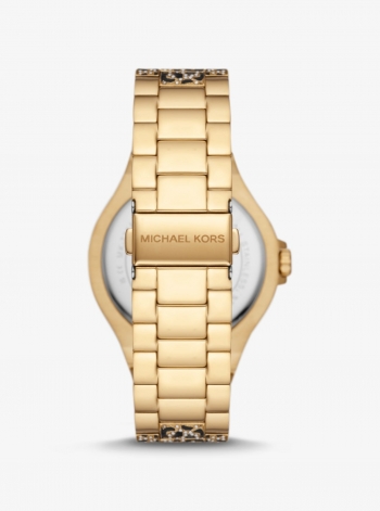 Michael Kors Oversized Lennox Animal Pavé Gold-Tone Watch