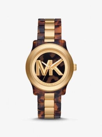 Michael Kors Runway Gold-Tone and Tortoiseshell Acetate Watch
