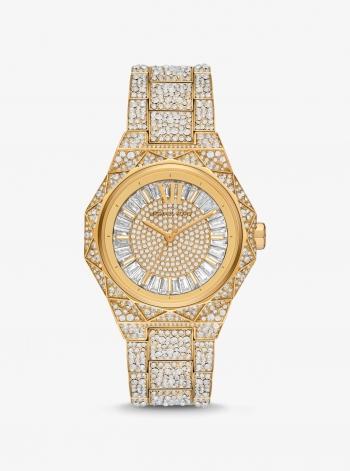 Michael Kors Oversized Raquel Pavé Gold-Tone Watch