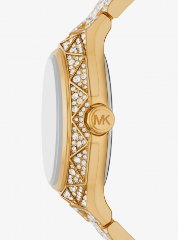 Michael Kors Oversized Raquel Pavé Gold-Tone Watch
