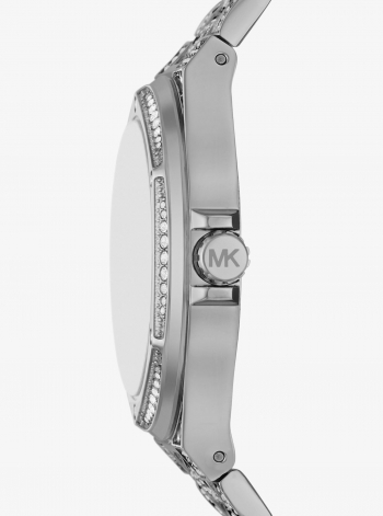 Michael Kors Oversized Lennox Animal Pavé Silver-Tone Watch
