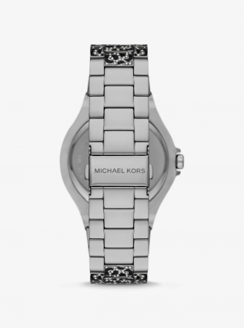 Michael Kors Oversized Lennox Animal Pavé Silver-Tone Watch