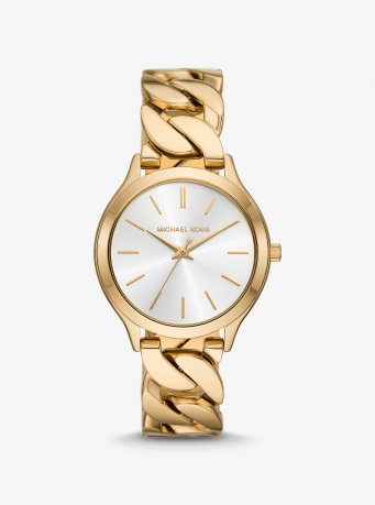 Michael Kors Slim Runway Gold-Tone Curb-Link Watch