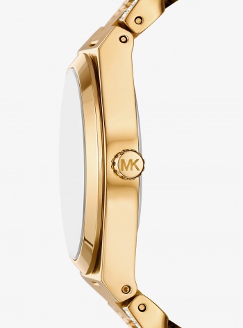 Michael Kors Lennox Pavé Gold-Tone Curb-Link Watch
