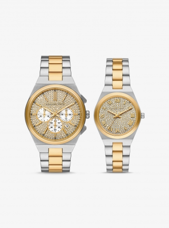 Michael Kors Lennox His and Hers Pavé Two-Tone Watch Set