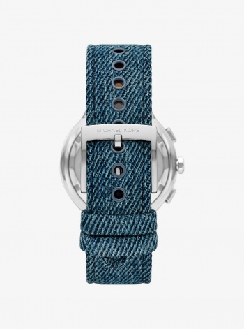 Michael Kors Oversized Gramercy Silver-Tone Denim Watch