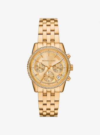 Michael Kors Mini Bryant Pavé Gold-Tone Watch