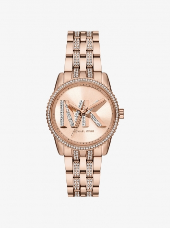 Michael Kors Mini Bryant Pavé Logo Rose Gold-Tone Watch