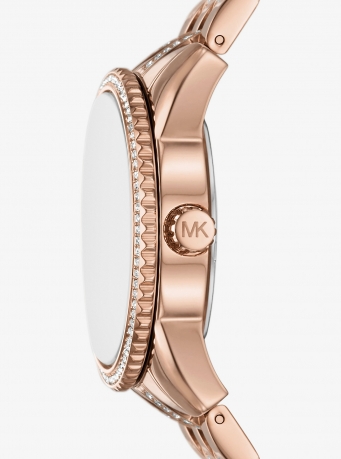 Michael Kors Mini Bryant Pavé Logo Rose Gold-Tone Watch