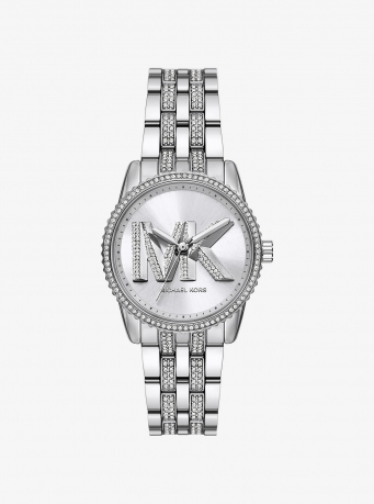 Michael Kors Mini Bryant Pavé Logo Silver-Tone Watch