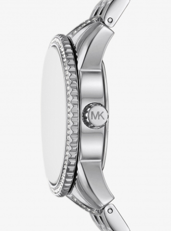 Michael Kors Mini Bryant Pavé Logo Silver-Tone Watch