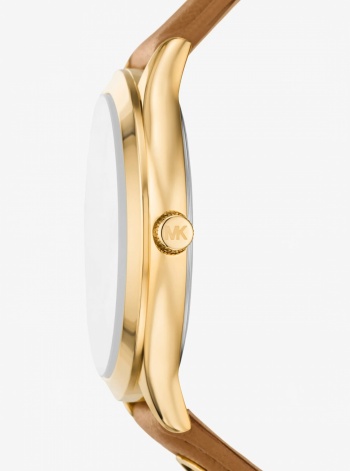 Michael Kors Slim Runway Gold-Tone and Leather Watch