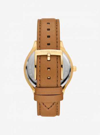 Michael Kors Slim Runway Gold-Tone and Leather Watch