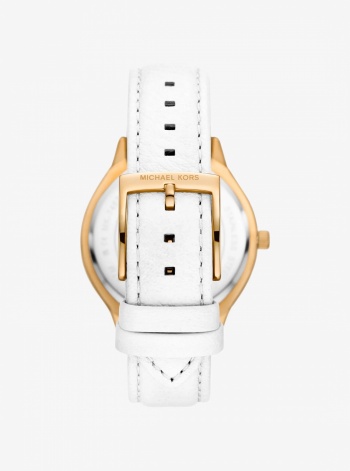 Michael Kors Slim Runway Gold-Tone and Leather Watch