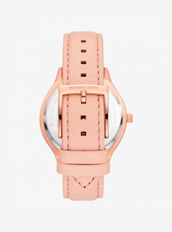 Michael Kors Slim Runway Rose Gold-Tone and Leather Watch