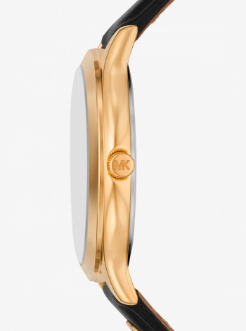 Michael Kors Slim Runway Gold-Tone and Leather Watch