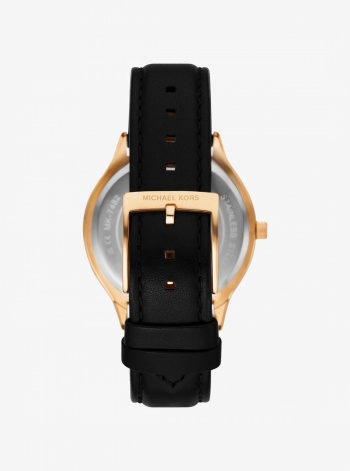 Michael Kors Slim Runway Gold-Tone and Leather Watch