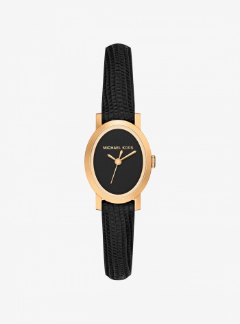 Michael Kors Petite Maude Gold-Tone and Lizard Embossed Leather Watch