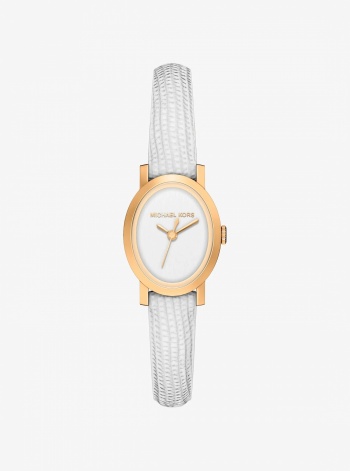 Michael Kors Petite Maude Gold-Tone and Lizard Embossed Leather Watch