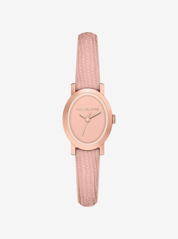 Michael Kors Petite Maude Rose Gold-Tone and Lizard Embossed Leather Watch