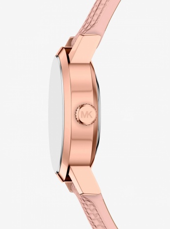 Michael Kors Petite Maude Rose Gold-Tone and Lizard Embossed Leather Watch