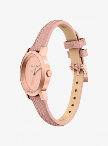 Michael Kors Petite Maude Rose Gold-Tone and Lizard Embossed Leather Watch