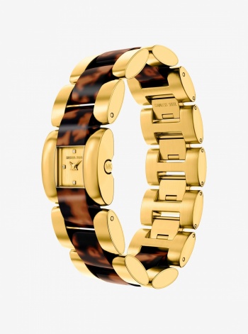 Michael Kors Petite Darrington Gold-Tone and Tortoiseshell Acetate Watch