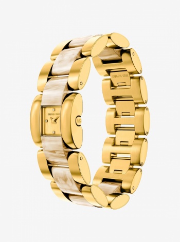 Michael Kors Petite Darrington Gold-Tone and Tortoiseshell Acetate Watch