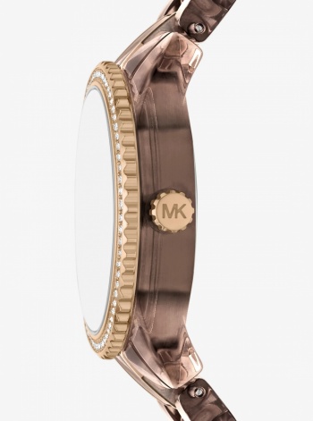 Michael Kors Bryant Pavé Beige Gold-Tone and Acetate Watch