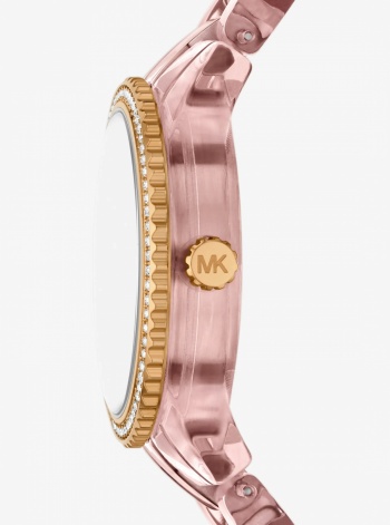 Michael Kors Bryant Pavé Pink-Tone and Acetate Watch