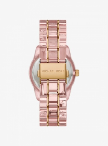 Michael Kors Bryant Pavé Pink-Tone and Acetate Watch