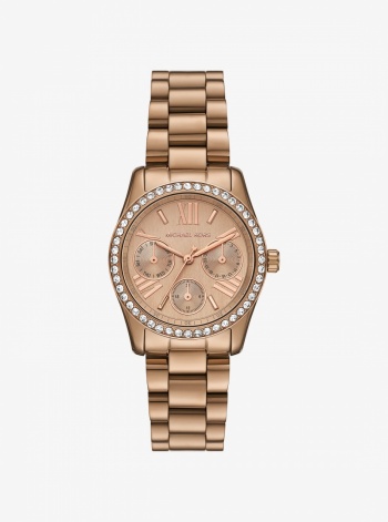 Michael Kors Mini Lexington Pavé Brushed Beige Gold-Tone Watch
