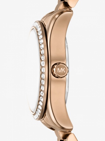 Michael Kors Mini Lexington Pavé Brushed Beige Gold-Tone Watch