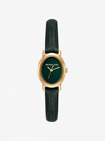 Michael Kors Petite Maude Gold-Tone and Lizard Embossed Leather Watch